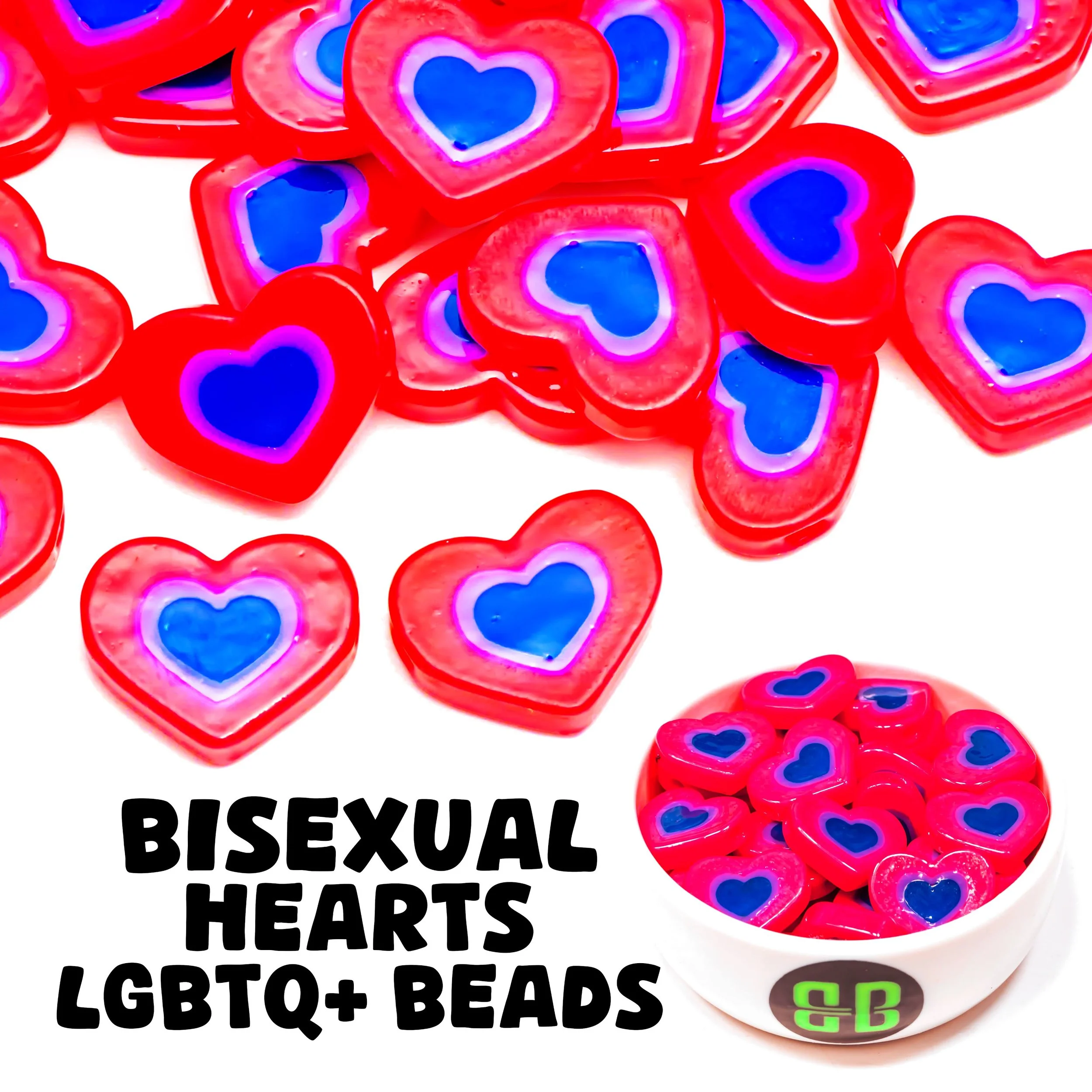 Bi Pride Heart Beads — Bass Head Beads